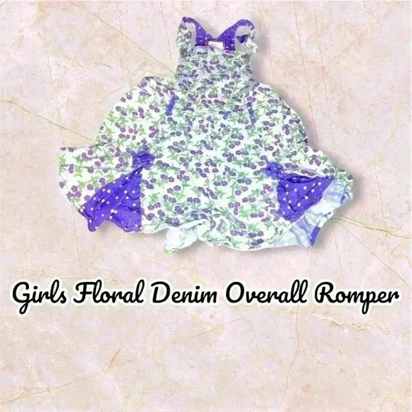 Gitano Other - Girls Floral Denim Romper Overalls